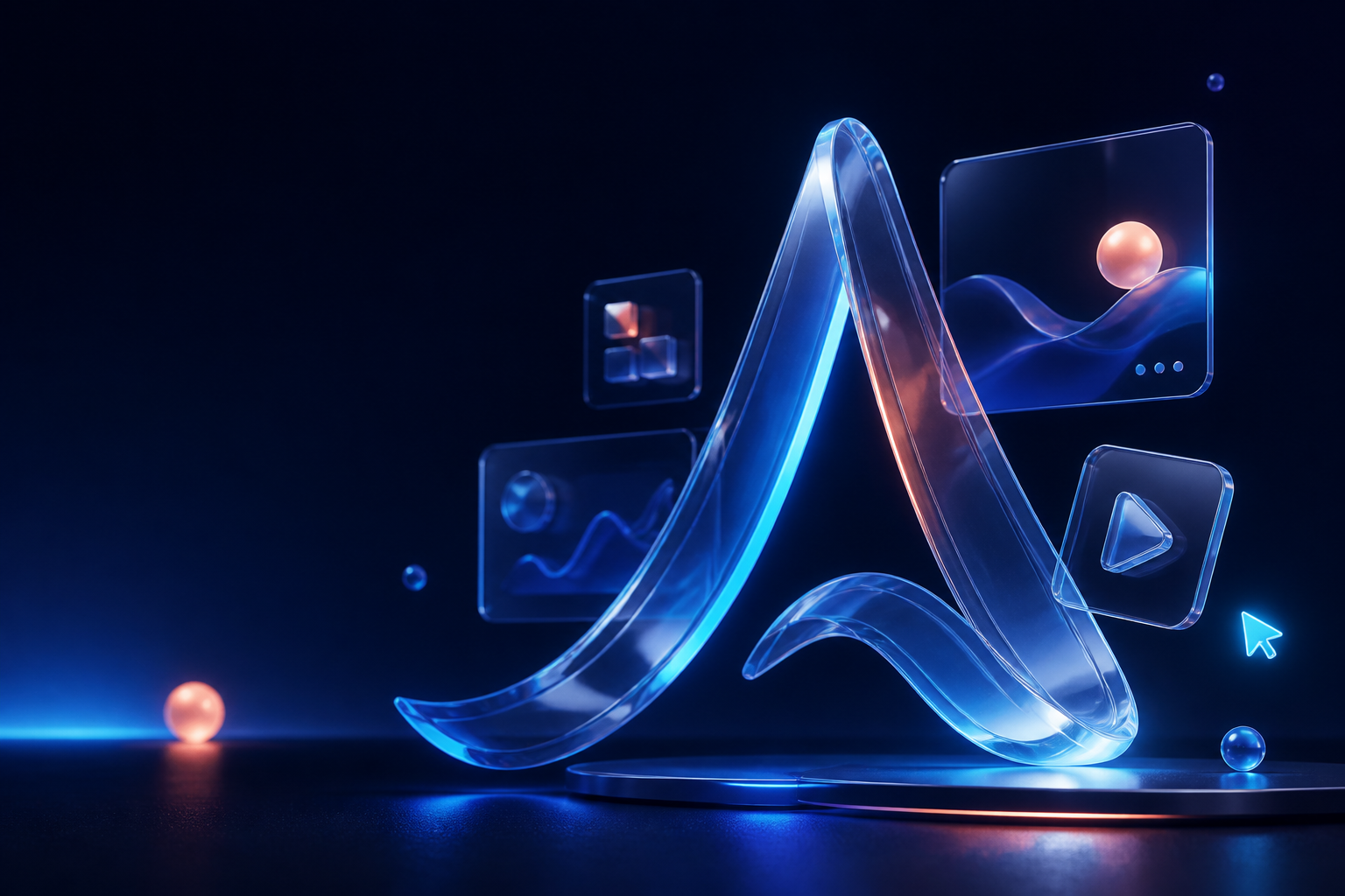 Composición abstracta de tecnología, software y producción de contenido