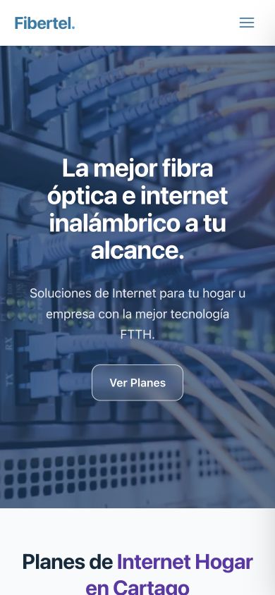 Versión móvil actual del sitio web de Fibertel